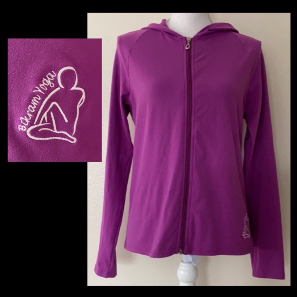 Bikram Yoga purple zip up hooded long sleeve medium hoodie purple